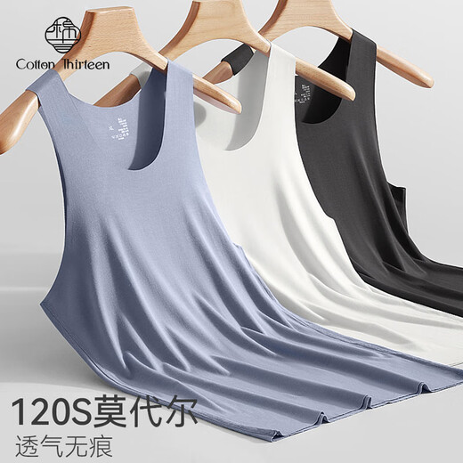 Cotton Thirteen Men's Vest [Secretless Modal] Summer Thin Underwear Bottom Sweater Men's Sports Ice Wire Breathable Large Size
