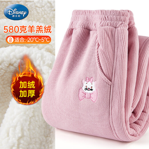 Disney Girls' Velvet Pants Winter Children's Sports Pants Autumn and Winter Corduroy Casual Pants SS98424-G Pink