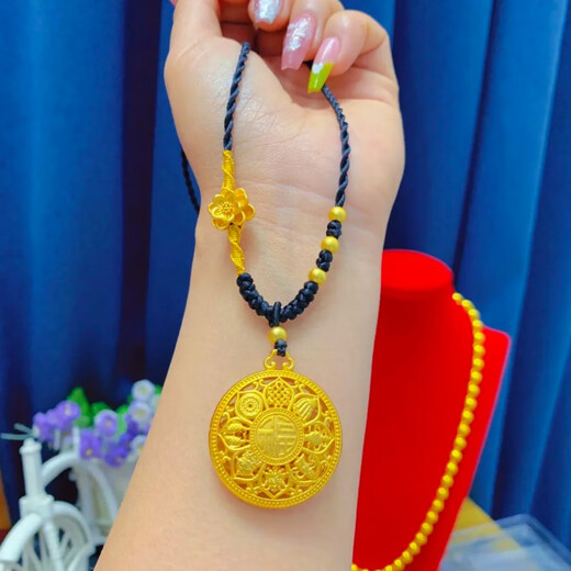 OFK Old Phoenix 999 gold fabric necklace, gold-plated silver necklace, eight-treasure compass necklace for New Year, M buckle Chopard chain plus eight-treasure compass chain plus pendant