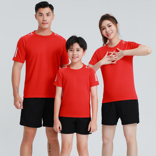 Hip-you sports suit parent-child clothing badminton clothing football uniform children student short-sleeved training men's and women's sports jersey team uniform A401 gorgeous blue suit XXXS