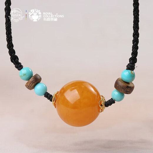 Potala Palace unique beeswax turquoise agarwood necklace amber pendant for men and women new Chinese style pendant as a birthday gift for my wife