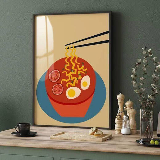 咏幻快乐食光现代餐厅装饰画客厅餐桌墙面壁画咖啡厅奶茶店饭店挂画 01 80*12035mm厚铝合金边框黑框+晶