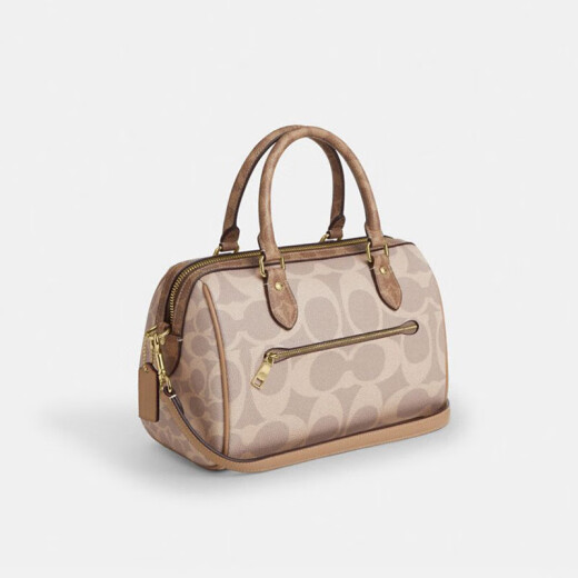 Coach (Coach) 25 neue Rowan-Serie Frauenbeutel Boston Bag Leichte Luxuskissen-Tasche altmodische Handtasche Umhängetasche für Freundin Beige Brown Cy679-IMXI9 (mittelgroß)