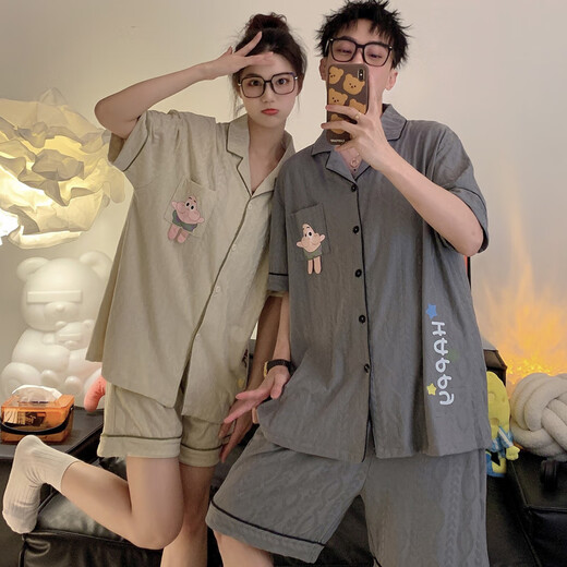Chat man simple couple d'été xinjiang coton coton pyjamas big star mince style 897 # Floral M Women (suggéré 80-105jin [Jin est égal à 0,5 kg]))
