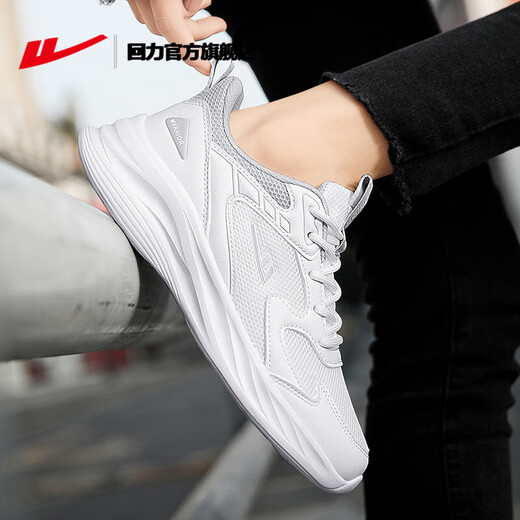 Warrior official sports shoes for women, autumn and winter running shoes for women, comfortable, lightweight, versatile, soft-soled casual shoes for women, white gray 38