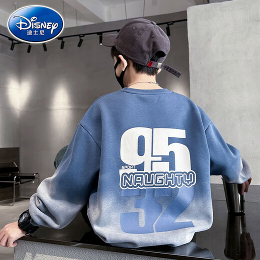 迪士尼（Disney）男童冬季加绒套装2025儿童潮酷帅气时髦牛仔裤中大童春秋渐变卫衣 4889渐变蓝色+13077牛仔蓝【套 120 cm