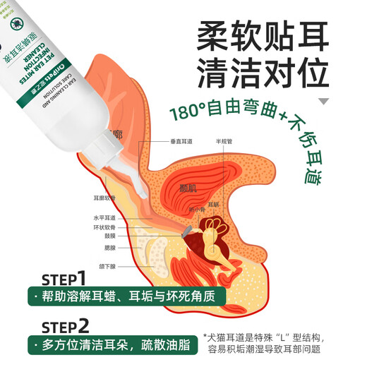 Pet Source Pet Cat Ear Drops Dog Ear Cleanser Ear Mite Care Cat and Dog Ear Drops 120ml