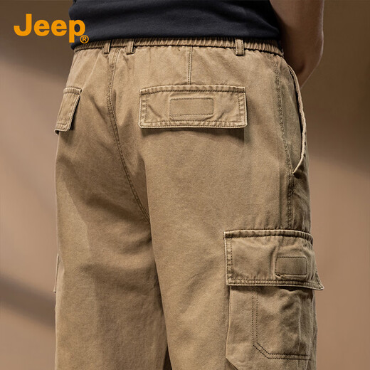 Jeep (JEEP) high-end pure cotton overalls men's 2025 autumn and winter new loose straight casual pants men's retro trendy brand long pants men