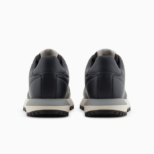 阿玛尼（ARMANI）新款男士牛皮革休闲鞋 EA品牌徽标低帮厚底运动鞋 时尚大牌男鞋 蓝色 X4X684（00285） 41 码