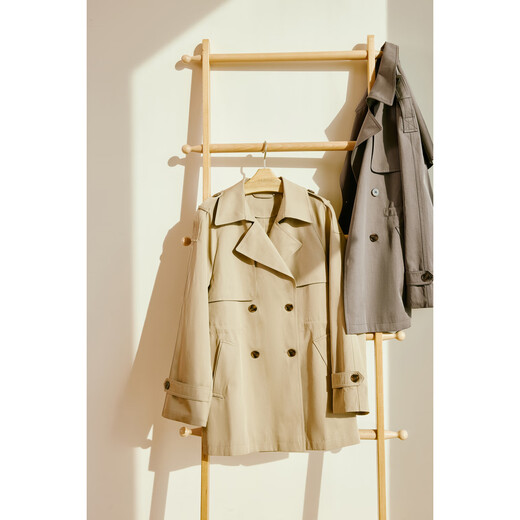 S EIFINI S EIFINI British style high-end mid-length windbreaker 2025 spring new slim casual Maillard jacket pumice gray L