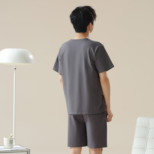 浪莎睡衣男冰丝凉感加肥加大300斤可穿休闲简约圆领短袖家居服套装