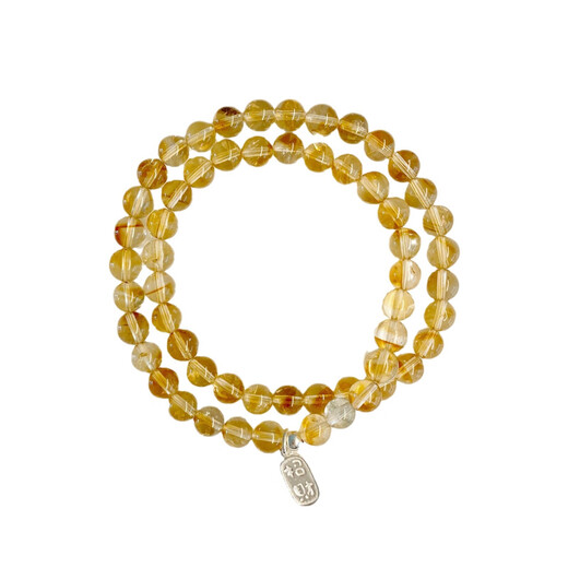 Yage S925 Silver Lucky Natural Citrine Bracelet for Girls Light Luxury Yellow Tower Crystal Green Ghost New Chinese Style Bracelet High-end Lucky Double Circle Bracelet 14cm