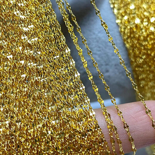 Fujiu 18k gold necklace women's clavicle super flash tile 45cm with pendant plain chain gold au750 adjustable Chinese Valentine's Day 18K white tile chain about 45cm