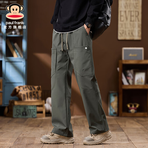 Big Mund Monkey (Paul Frank) American Retro Work Clothes Casual Hosen für Männer Frühling und Herbst Neue trendige Marke VERSATILE LOSSE LOSSE ERHALTEN MEN MEN MISTERN MILITARY GREEN