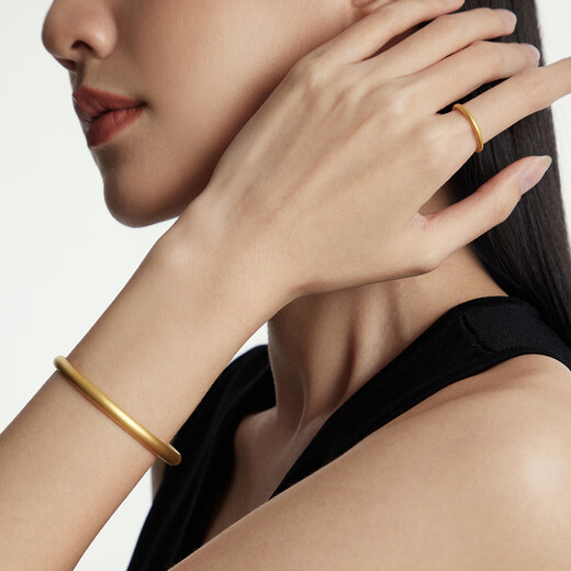 Chow Tai Fook Simple Plain Ring Women's Football Gold Jewelry (Work Fee: 120 minus) EOF1423 Chinese Valentine's Day No. 16, 40g