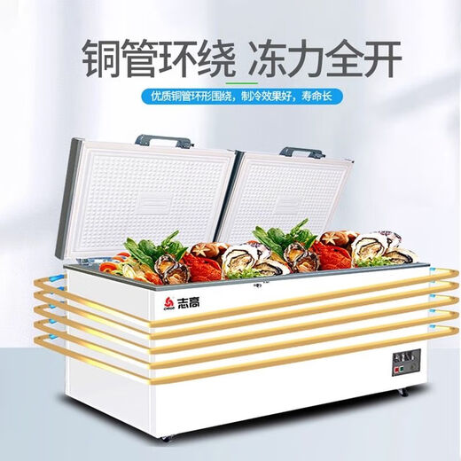 志高冰柜商用大容量卧式冷冻冷藏单温保鲜展示柜超大冷柜家用冰箱 [688机械温控]铜管一级能效1.6