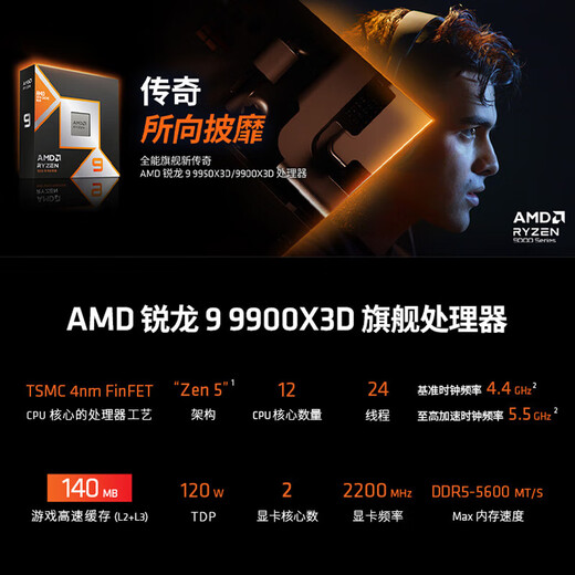 AMD Ryzen 7 9800X3D 9950X3D game processor 16 cores 32 threads 144MB game cache acceleration frequency up to 5.7G New loose Chinese boxed CPU Ryzen 9 9900X3D 12 cores 24 threads Chinese original box