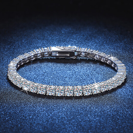 Guanpuge Fat Donglai same style pt950 platinum moissanite bracelet high quality new full diamond moissanite feminine temperament light luxury 925 silver 10 points moissanite bracelet + certificate + 15.5cm