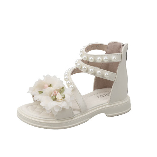 Baby Girl Roman Sandals 2025 Spring and Summer New Children's Small Flower Sandals Baby Girl Roman Shoes Black 35 / Inner Length 22cm