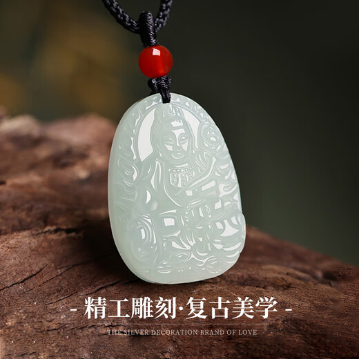 Chinese Gold Twelve Zodiac Signs Hetian Jade Pendant for Men and Women Born Buddha Necklace Birthday Gift for Boyfriend and Girlfriend Anniversary Amulet Puxian Bodhisattva Hetian Jade Pendant-Zodiac Dragon Snake