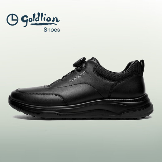 Goldlion Men's Shoes 2025 Autumn and Winter New Business Casual Leather Shoes Comfortable and Versatile Sports Shoes Soft Surface Light Sole Running Shoes Genuine Leather Black 37 (235mm)