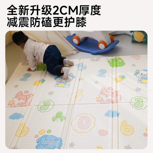 Smiley bear baby crawling pad xpe thickened 0 formaldehyde folded thickened baby crawling pad children's home non-toxic and odorless floor mat Magical unicorn * cute pet number [foldable - double-sided XPE] 200*180cm* thickness 2.0cm