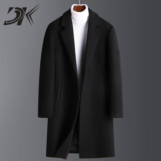 DK brand men's woolen coat men's winter new thickened warm mid-length windbreaker business casual jacket gray M 170