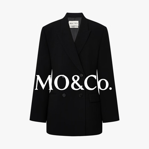 MO&Co. Qin Lan's same style suit RECTO joint sheep wool wide shoulders and waist red Moanke black XS 155