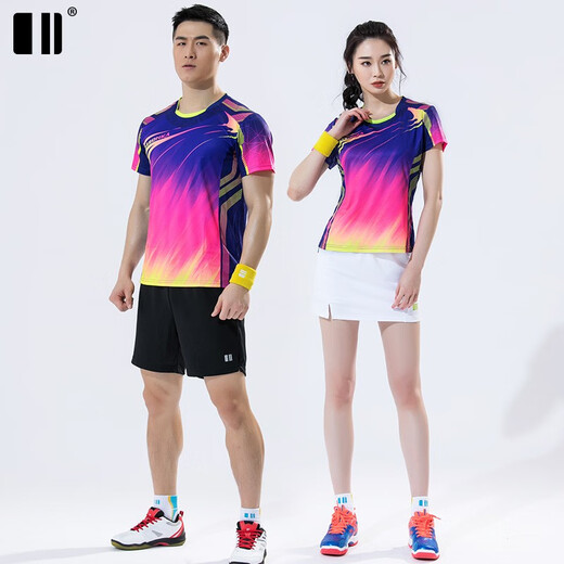 单双号羽毛球服运动套装夏季新款情侣网球服短袖球衣乒乓球服团购款 男蓝短袖套装【C11836+12241] L
