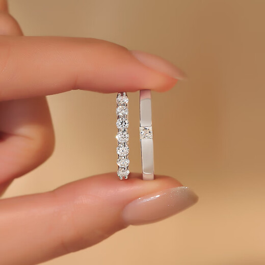 Pt950 platinum row of rings, wedding imitation diamond couple rings, a pair of rings, a gift for boyfriend and wife, light luxury diamond row, women's ring