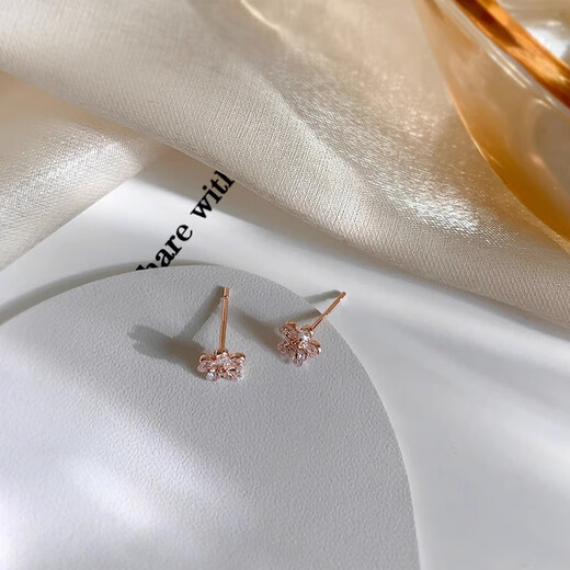 Yican S999 Silver Needle Zircon Flower Earrings Niche Design Earrings 2025 New Style Beautiful Temperament High-end Earrings S999 Silver Needle Zircon Flower Earrings