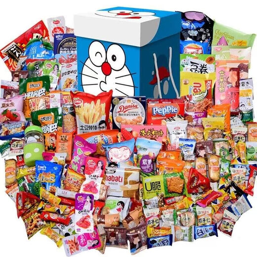 Kindersnacks sind nahrhafte und gesunde Snacks für Kinder. Eine ganze Schachtel Snacks reicht nicht aus. 103 Packungen Markensnacks + kleine gelbe Ente-Geschenkbox