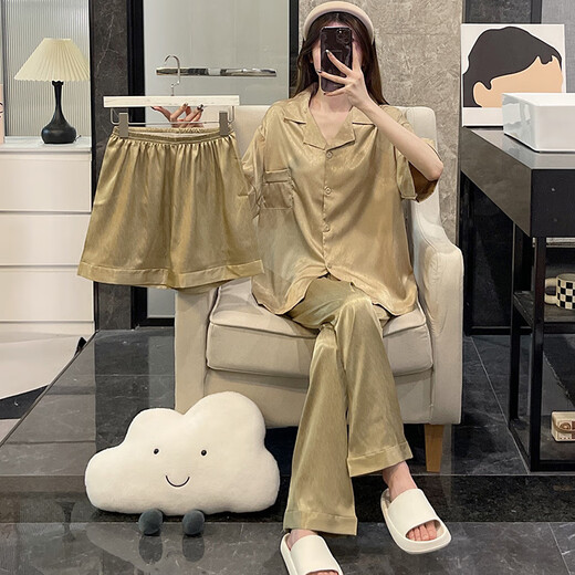Catman (miiow) Pajamas pour femmes en été en trois pièces en trois pièces courtes à manches minces de grande taille.