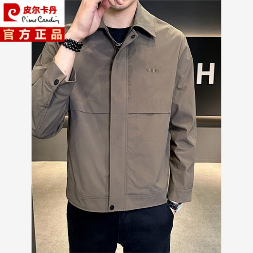 皮尔卡丹2025春秋新款行政夹克外套男士轻熟风简约高级感穿搭套装翻领上衣 黑色夹克 M 【建议85斤到110斤】