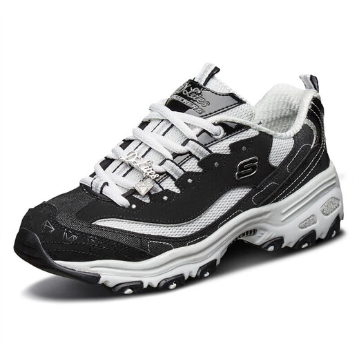 斯凯奇（Skechers）女鞋2025春夏新款熊猫鞋钻石款潮流休闲鞋复古增高老爹鞋子女 12241-BKW 40 (270mm)