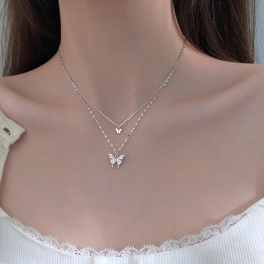 Chow Tai Fook PT950 platinum butterfly necklace light luxury niche clavicle chain new 520 Valentine's Day gift Valentine's Day gift Valentine's Day gift