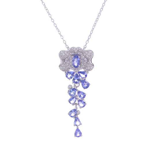 Chihuan natural tanzanite necklace for women 925 silver inlaid with original design coconut tree simple clavicle chain pendant tanzanite necklace