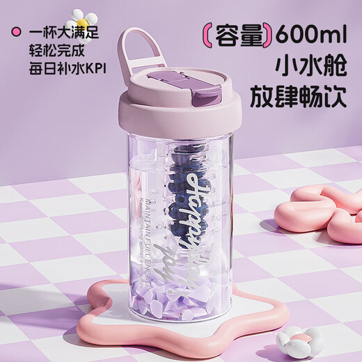 JD Logistics Summer Portable Water Cup High-Looking Sports Straw Kettle with Tea Chamber High Temperature Resistant Student Girl Portable Tea Leak Straw Cup White 500ml 1 Piece