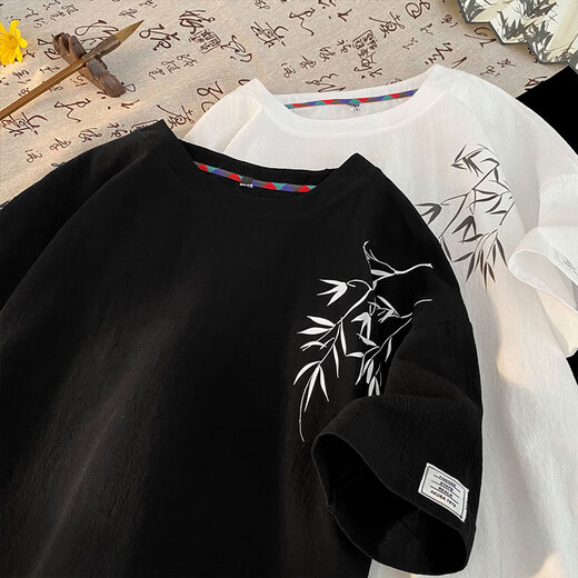 Honglianya T-shirt à manches courtes en lin à manches courtes de style chinois pour les hommes en été 2025 Nouvelle marque à tendance T-shirt en lin en vrac H-T3524 Green M suggère 95-115jin [Jin est égal à 0,5 kg]