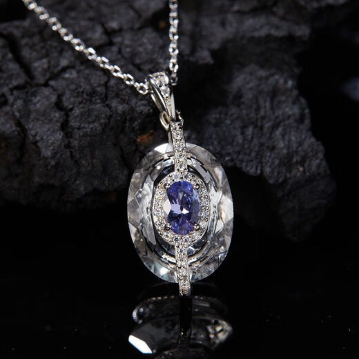 Shilian new design S925 sterling silver inlaid with natural tanzanite white crystal color treasure necklace women's high-end pendant necklace necklace