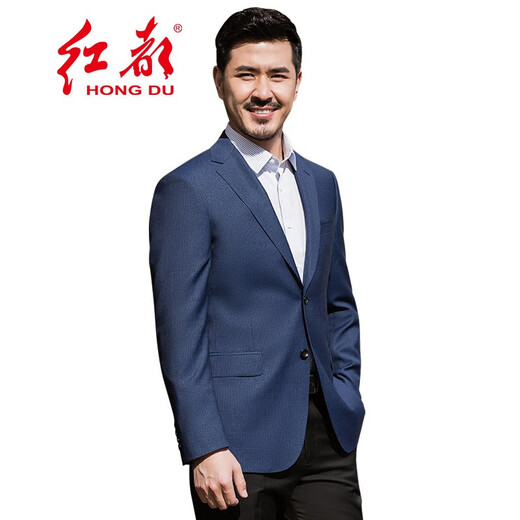 红都新款中年男士羊毛单西外套商务休闲男西装上衣 FJ7629-1 165/88B