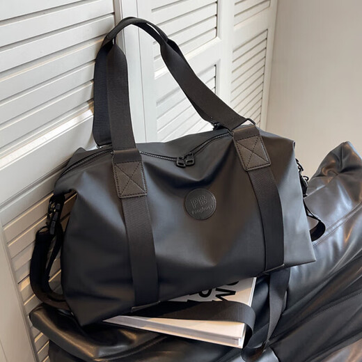 麓格立手提旅行包大容量女轻便行李袋男士健身包短途商务出差游泳运动包 旅行包【黑色】