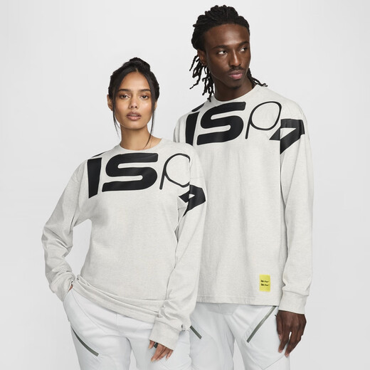 耐克（NIKE）官方ISPA男女长袖上衣情侣纯棉休闲运动叠搭舒适FJ7375 053暗泥灰/黑 XS