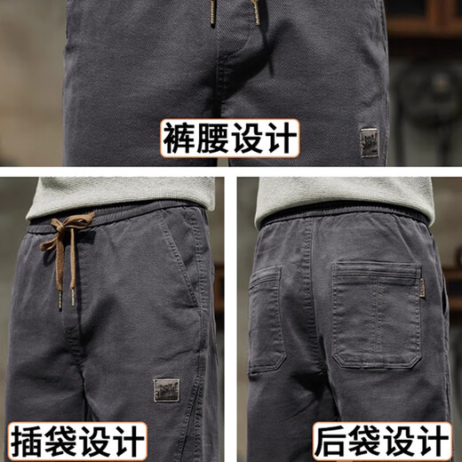 花花公子休闲裤男士夏季薄款2025新款潮牌修身束脚宽松运动工装长裤子男款 689驼色 薄款 M 【（28-29码）体重95-110斤】