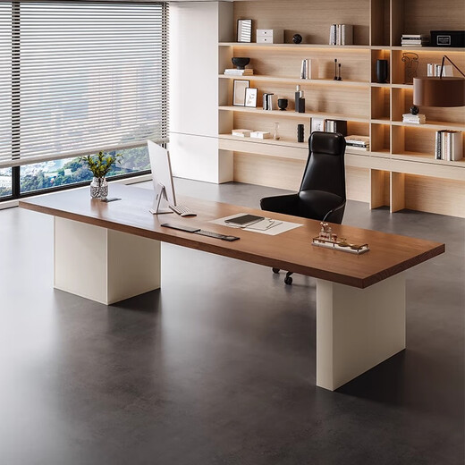 Hanjitangyu Italian light luxury solid wood office computer desk bedroom desk designer creative business boss desk simple executive desk 200*80*73*3cm ash wood desk