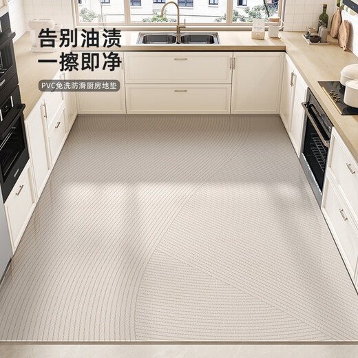 山头林村地垫厨房耐脏全铺pvc防水地毯防滑防油耐脏可擦免洗地面专用 15917-清鸢 1件数 50*80CM环保无异味