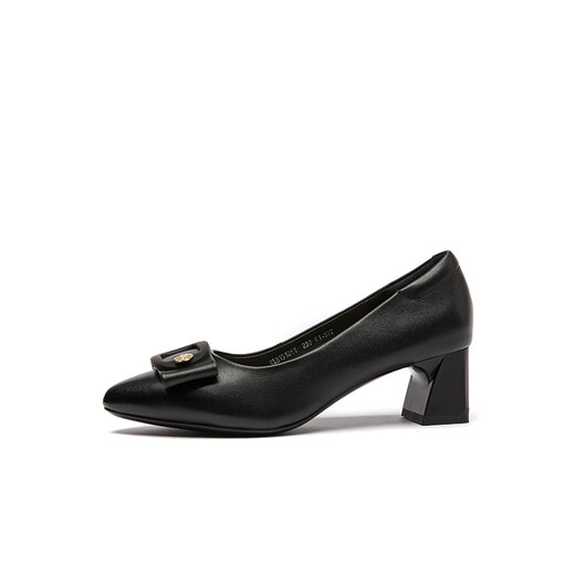 
Red Dragonfly Leap Moon Shoes High Heels 25 Spring Thick Heels Women's Shoes Pointed toe Workplace Small Leather Shoes Single Shoes WLB15124 Black 40