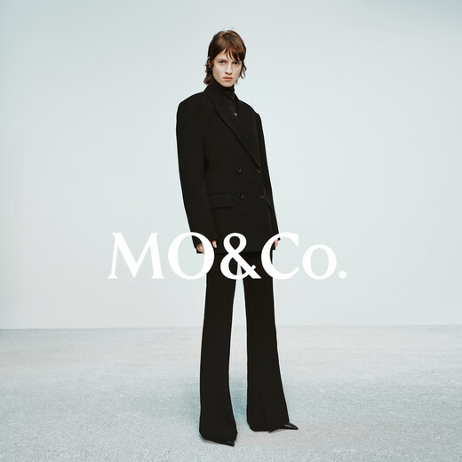 MO&Co. Qin Lan's same style suit RECTO joint sheep wool wide shoulders and waist red Moanke black XS 155