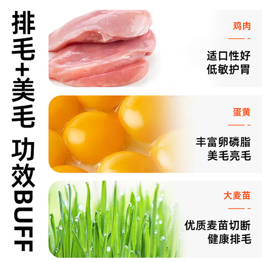 CLCEY freeze-dried cat grass, egg yolk and meat floss, pet snacks, cat food companion nutrition, cat hair ball nemesis, lazy cat grass, cat grass, egg yolk and meat floss, 200g, can be mixed with food