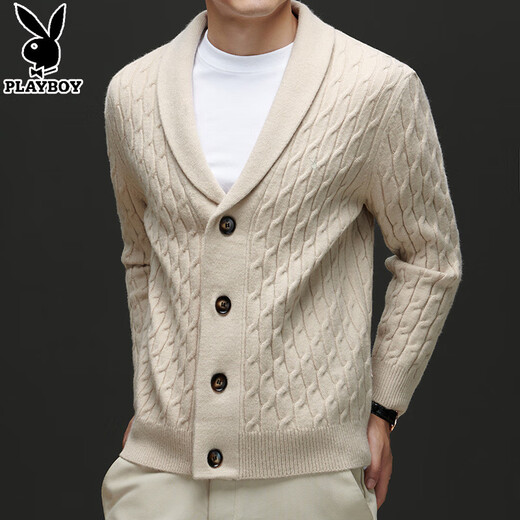 Playboy Cardigan Herren Winterjacke Männer vielseitiger dicker Nadelwolle Pullover vielseitiger gestrickter Pullover verdickter Männer Außenbekleidung Iron grau 4xl 190
